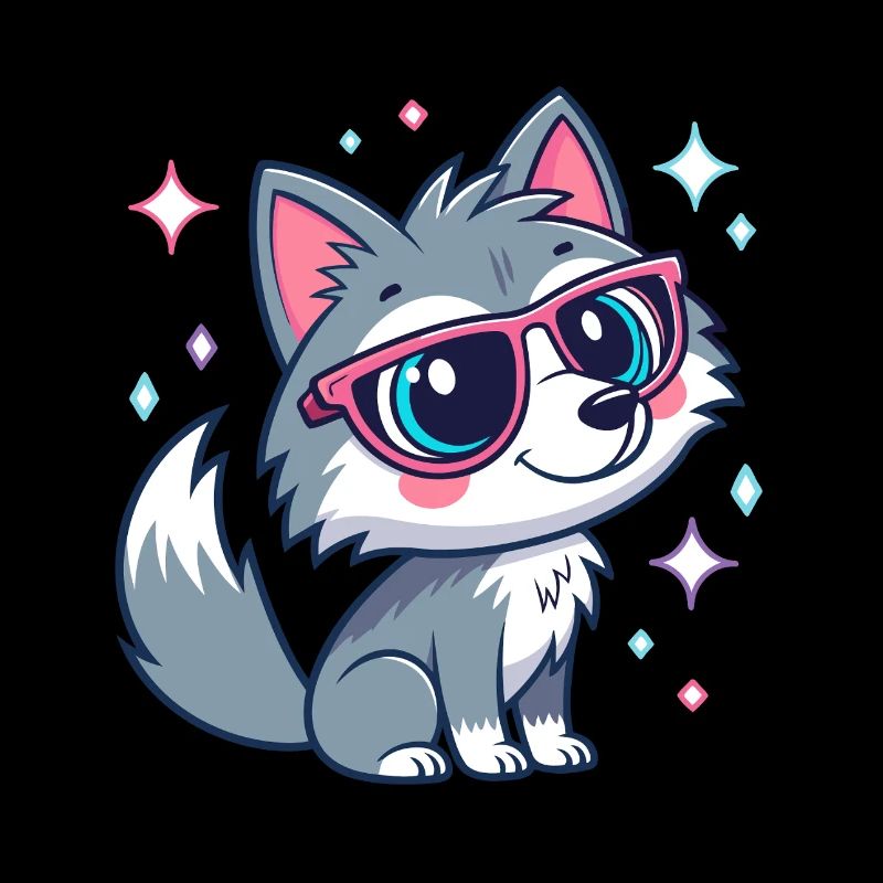 Süßer, schicker Wolf mit rosaroter Brille