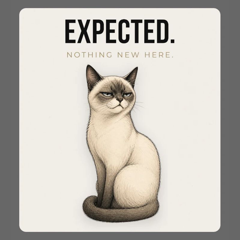 EXPECTED. Noble Cat Dry Humor Meme Design