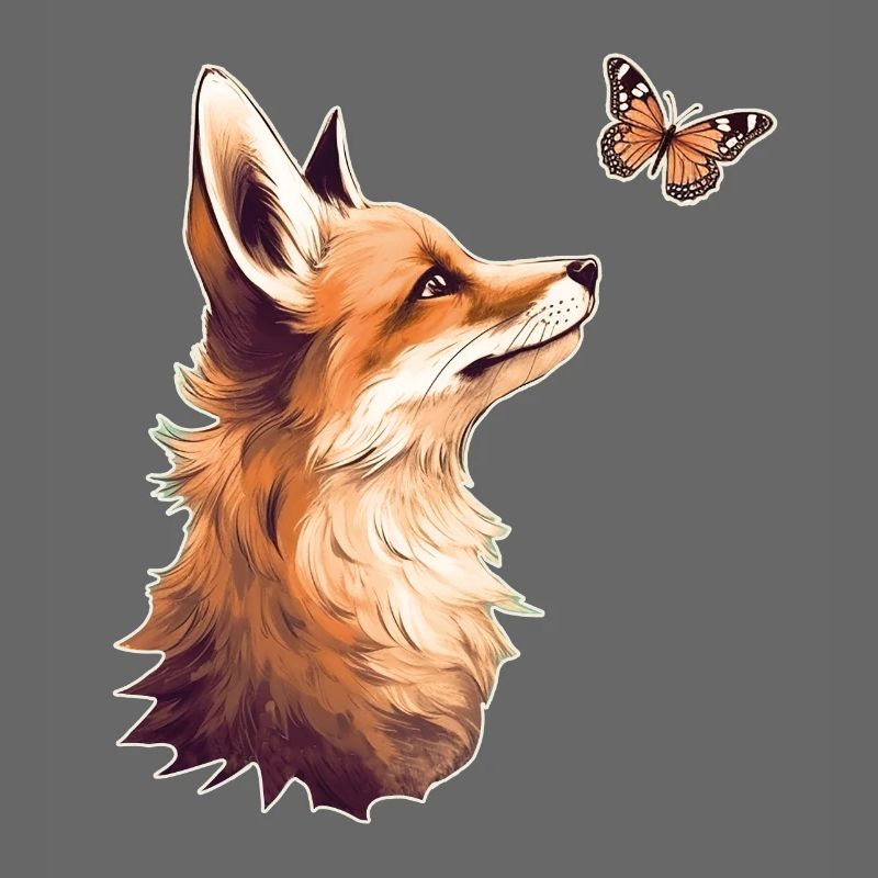 Fuchs mit Schmetterling
