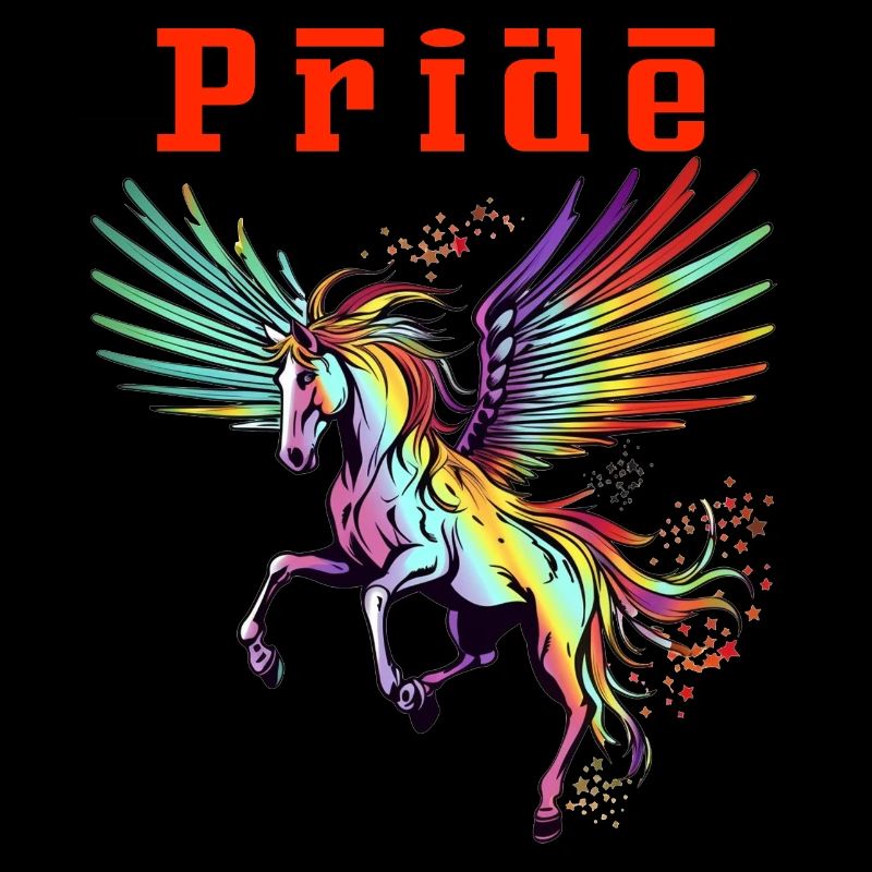 Ride with Pride Majestic Rainbow Pegasus Blood Red