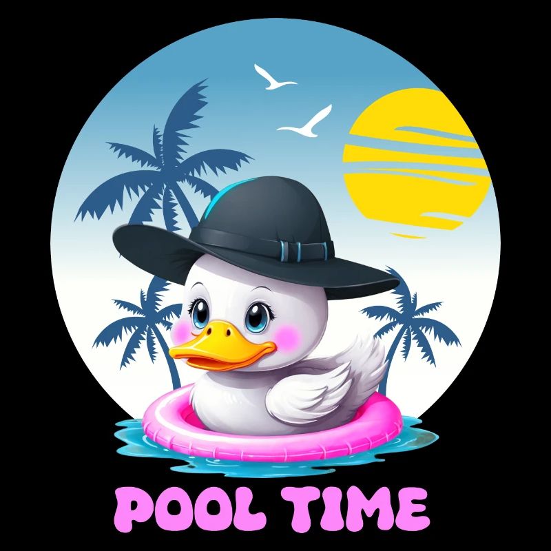 Canard mignon avec anneau de natation rose