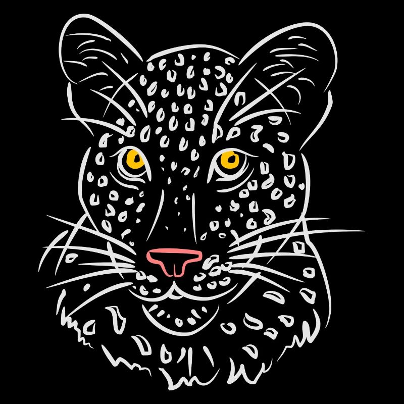 Leopardengesicht Illustration in Schwarz-Weiß
