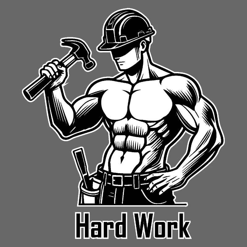 Topless construction worker - Hard Work Design