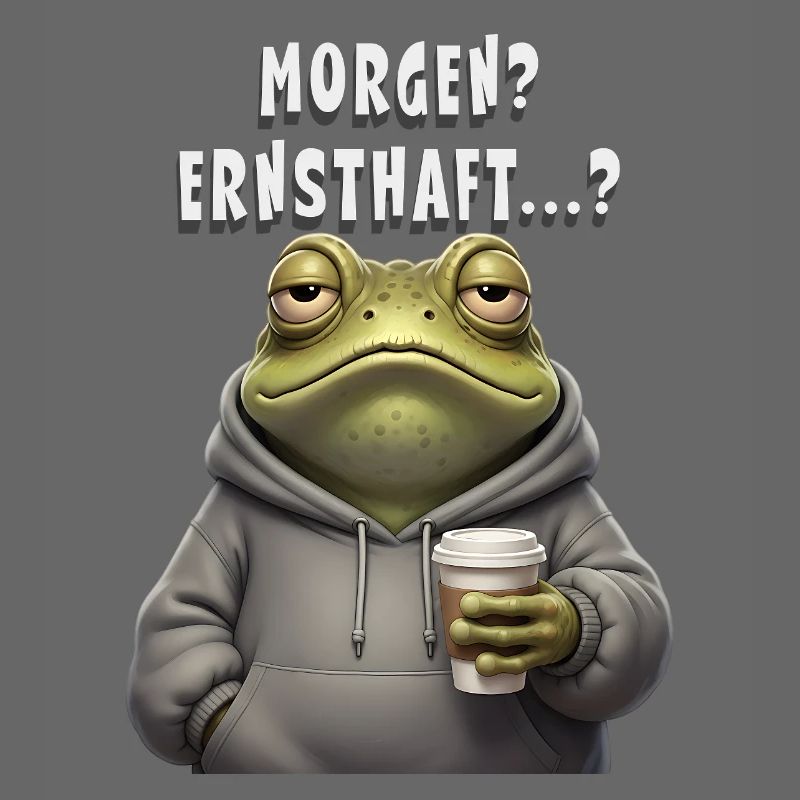 Morning lazy frog with coffee Tomorrow Seriously?