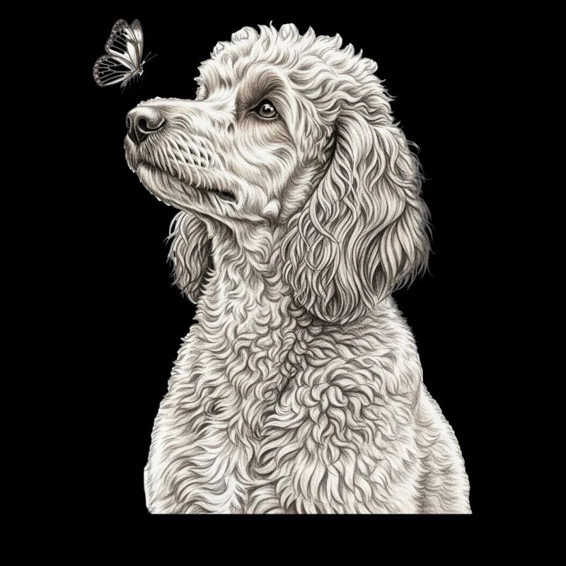 Caniche de style Banksy Vintage Papillon