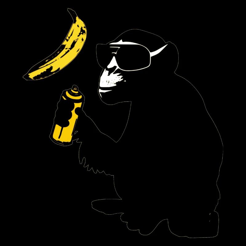 affe sprüht banane