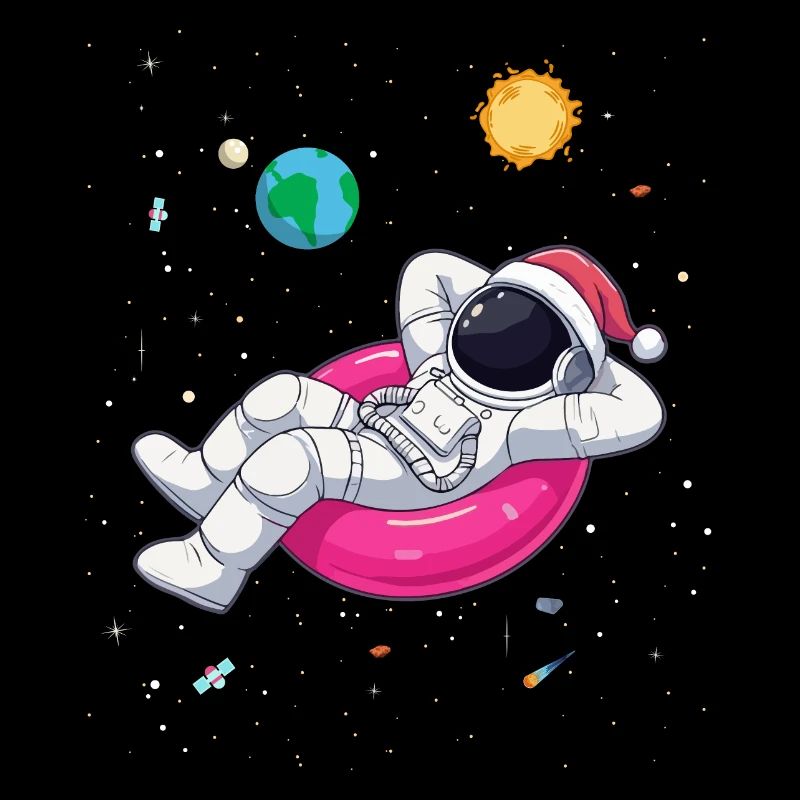 L’astronaute de Noël se détend dans l’espace - Cosmique