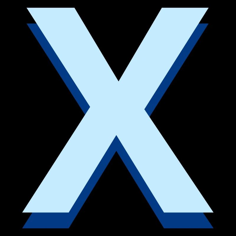 Lettre X bleu pop et moderne