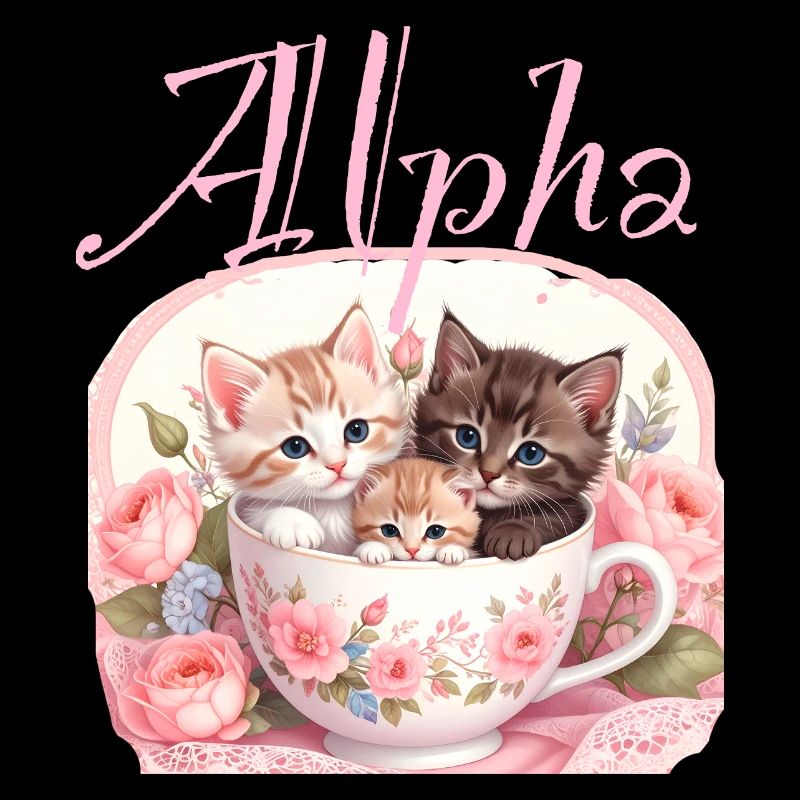 Chat dans la tasse, chat, coupe, alpha, rose, roses
