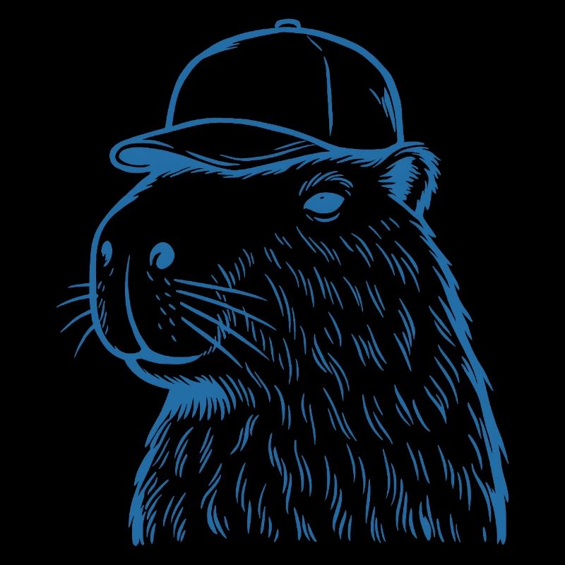 Capybara with baseball cap
