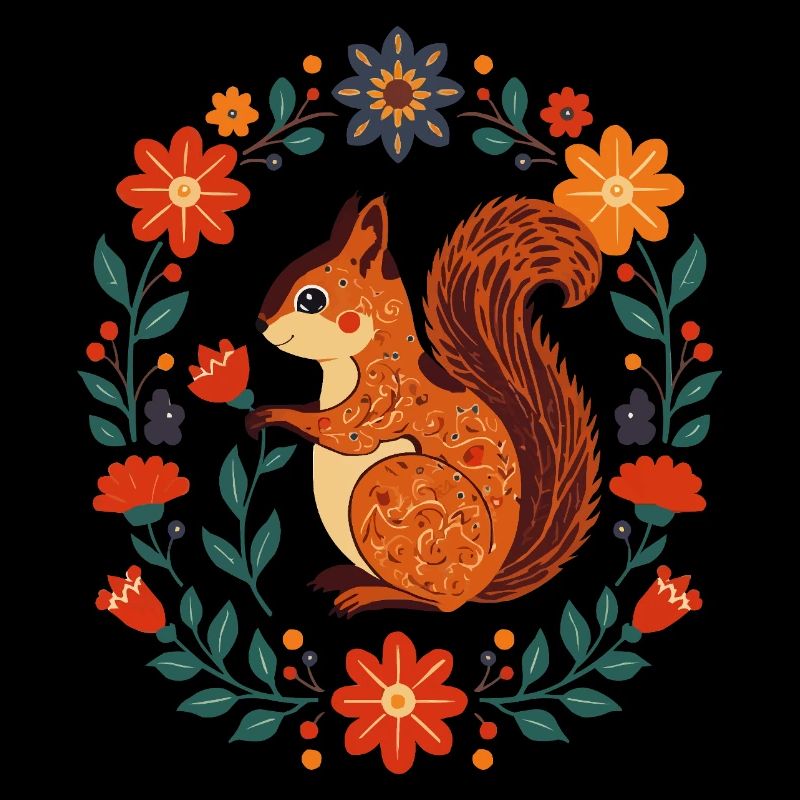 Flower Wreath Squirrel
