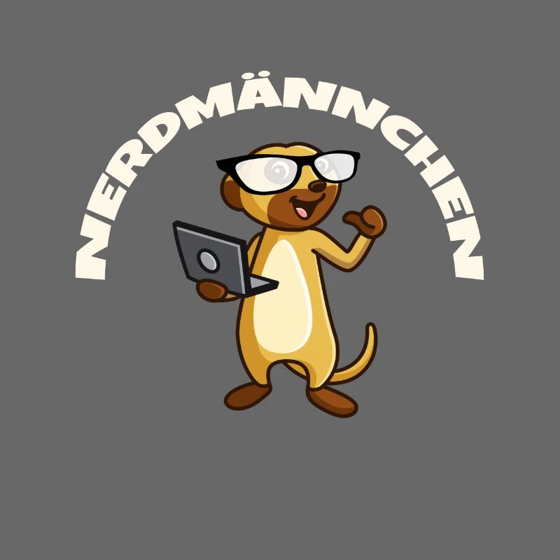 Nerd Erdmännchen mit Brille und Notebook Geschenk