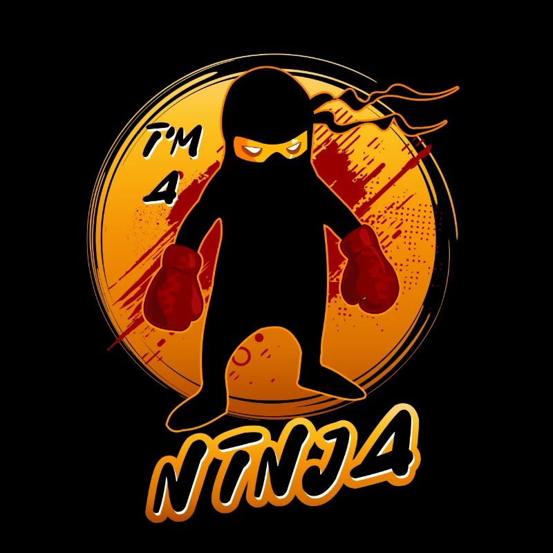 The little ninja on orange background
