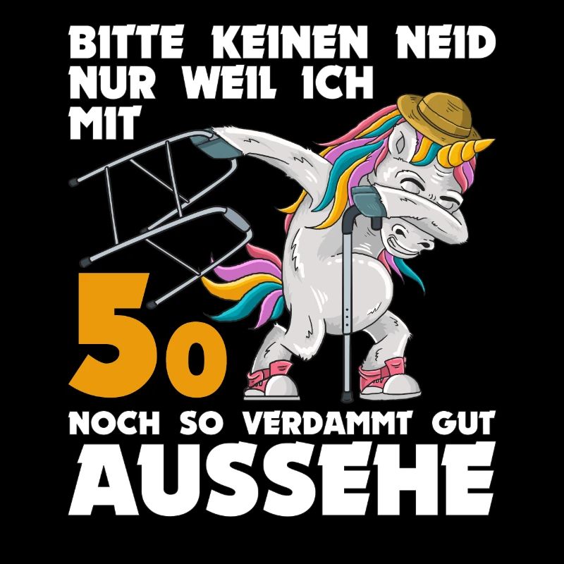 50. Geburtstag 50 Jahre Einhorn mit Rollator Stock