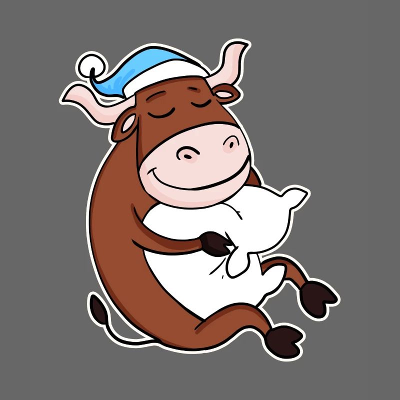 Ox with pillow and sleeping cap