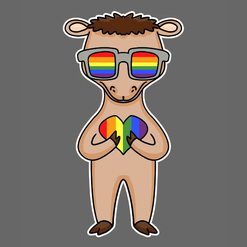 Regenbogen - Kamel mit Brille und Herz