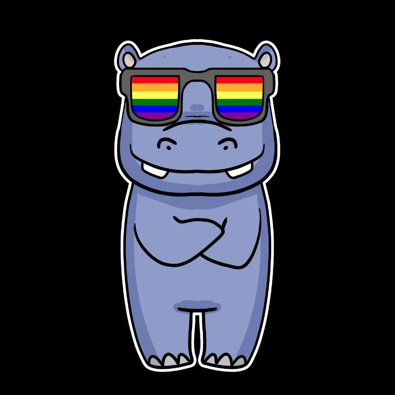 Regenbogen - Nilpferd mit Brille