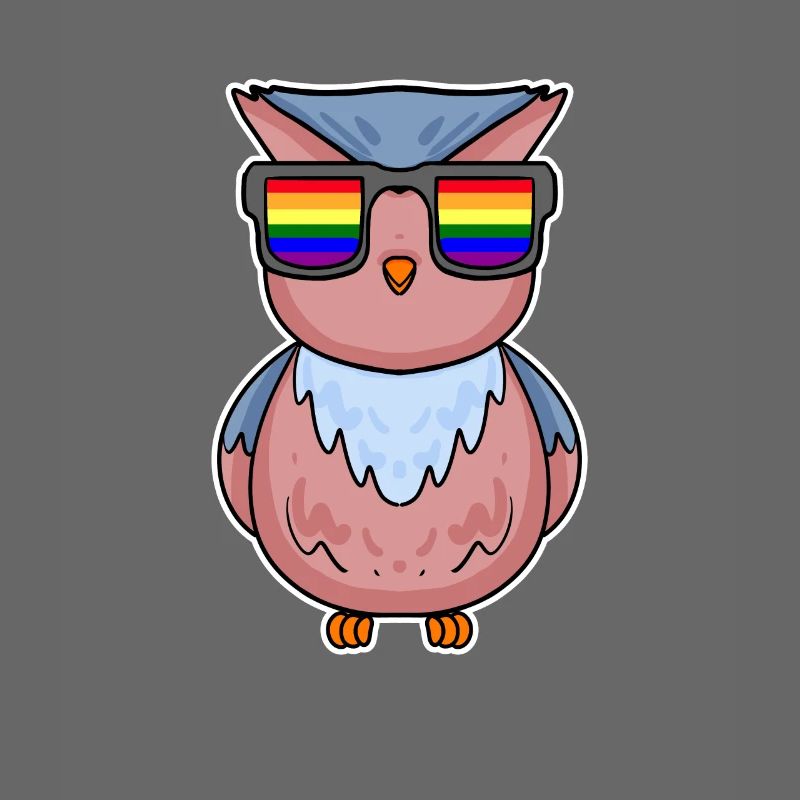 Regenbogen - Eule mit Brille
