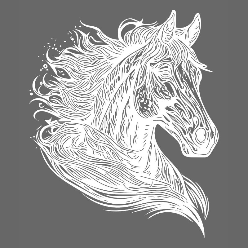 Mare portrait with elegant mane blowing in the wind