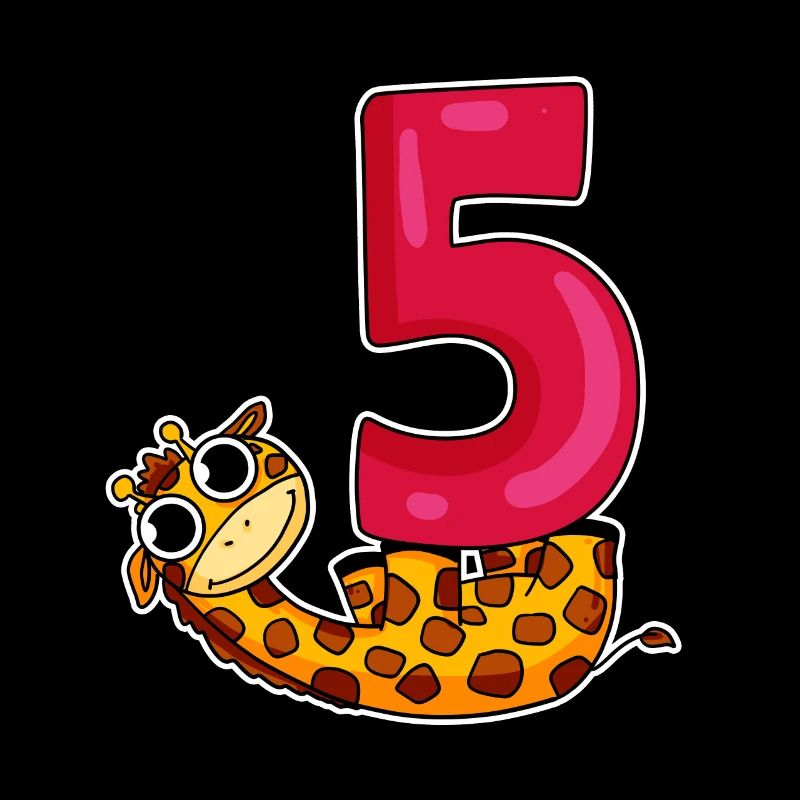 5 Birthday Motif Giraffe - Five Years Old