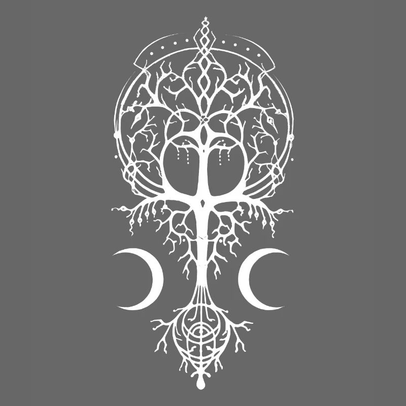 Pagan Symbol Magic Tree Wicca Occult Moon