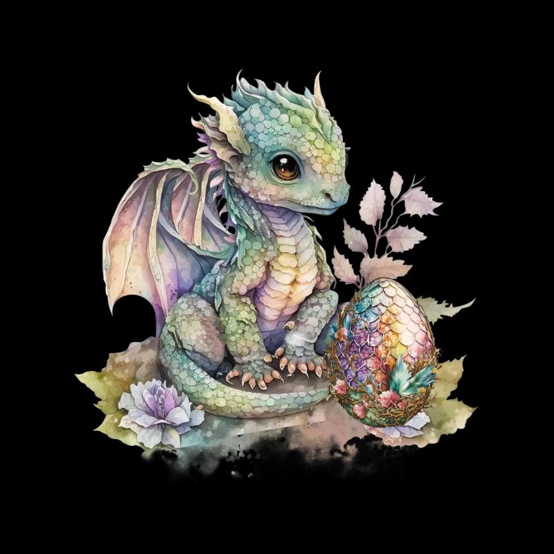 Fabuleux bébé dragon avec des fleurs
