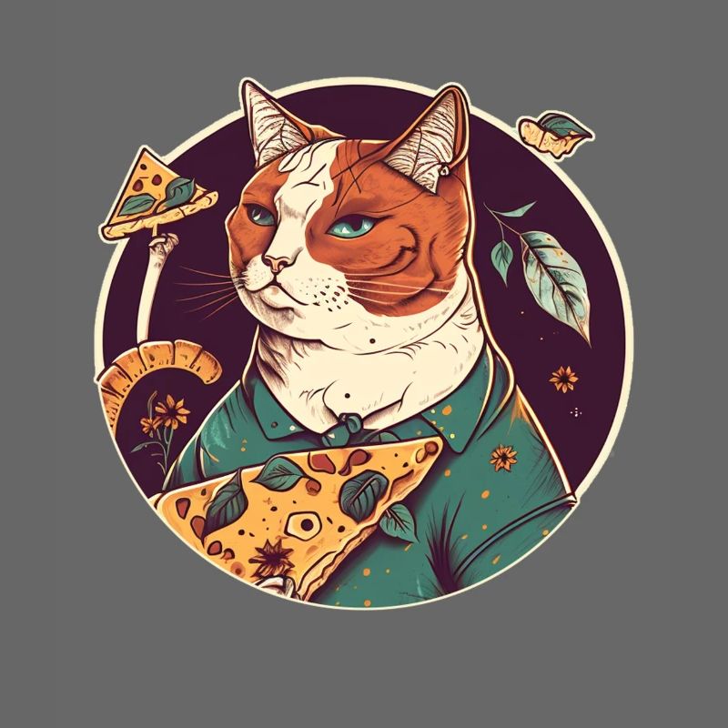 chat avec des tranches de pizza