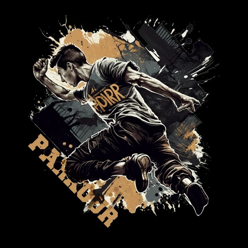 Coureurs de parkour avec lettrage