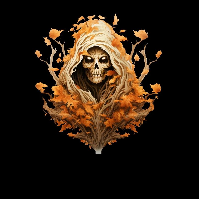 Halloween-Herbst mit Schädelbaum und Sensenmann