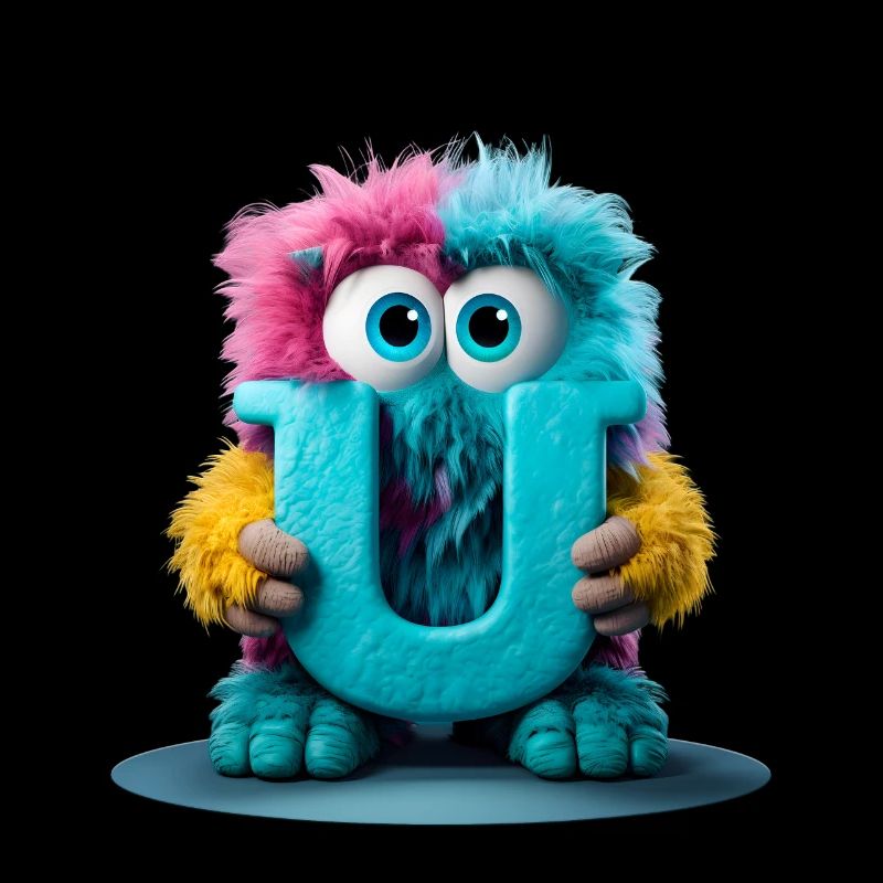 Mehrfarbiges Monster mit Buchstabe U