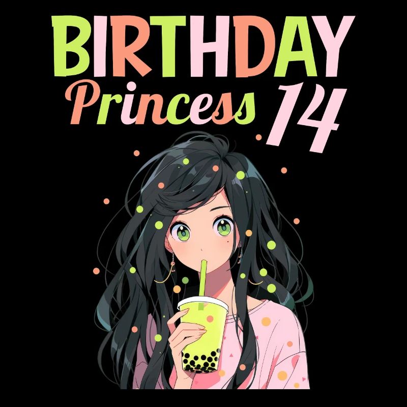 Anime Mandga Boba Bubble Tea 14th Birthday