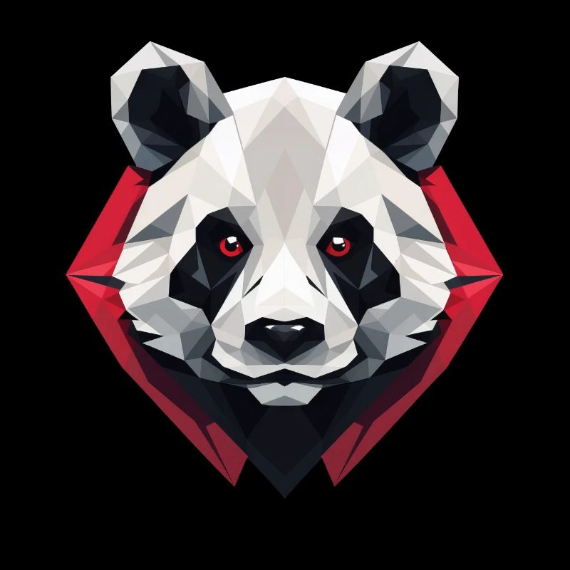 Polygonales Panda Portrait mit Roten Augen