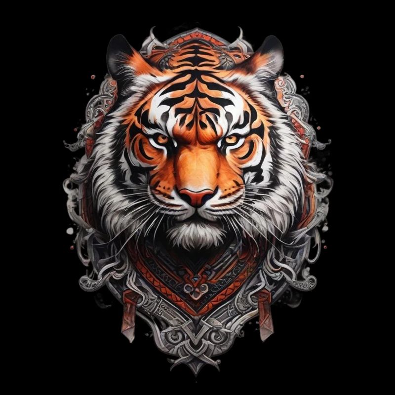 Bengalischer Tigerkopf im Stil Wikinger-Tattoo