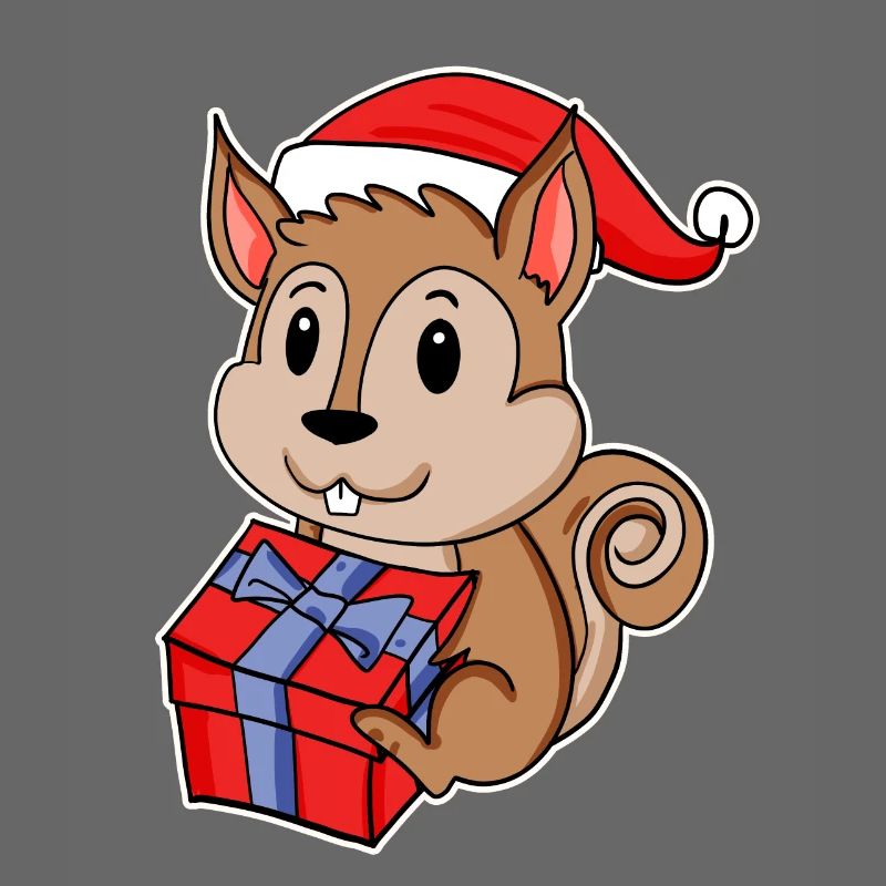 Squirrel with Santa hat