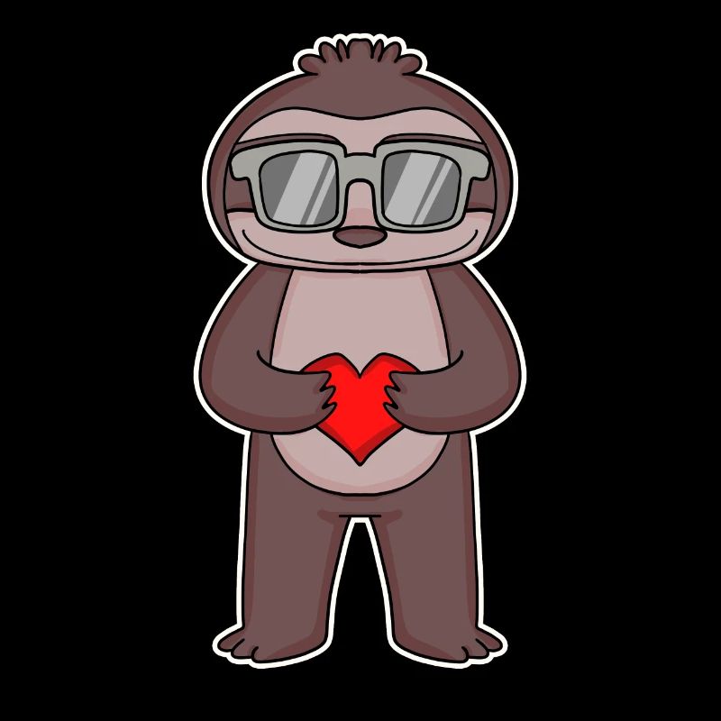 Sloth with heart and glasses