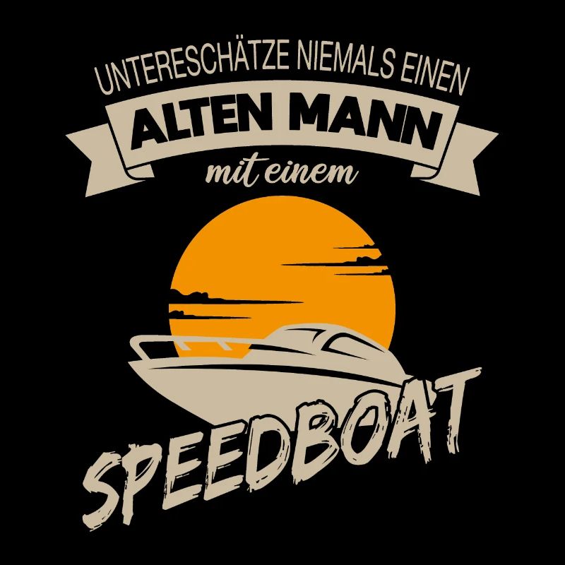 Alten Mann mit Speedboat Rentner