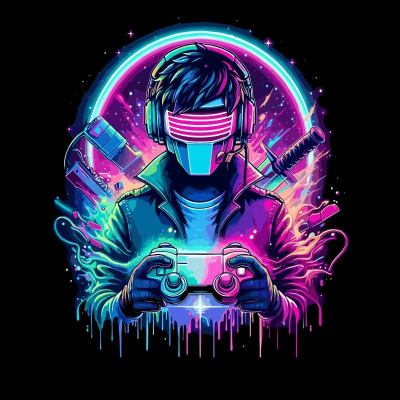 Neon Cyber Controller - Retro Gaming Power