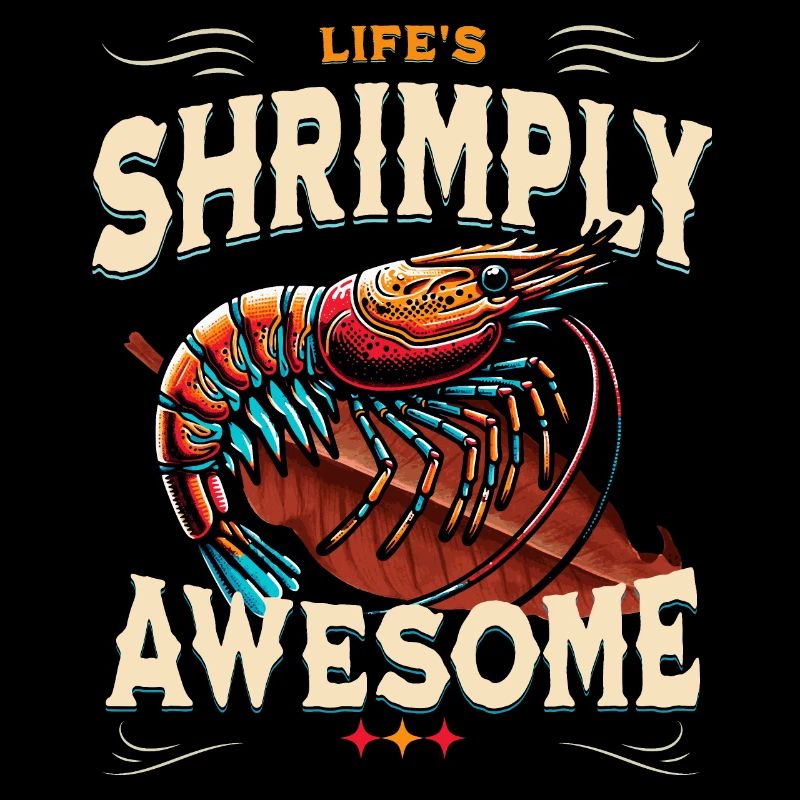 Shrimp Awesome, shrimp on sea almond tree leaf