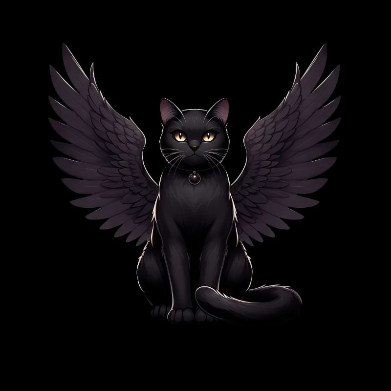 Schwarze Katze Gothic Engel Dark Angel
