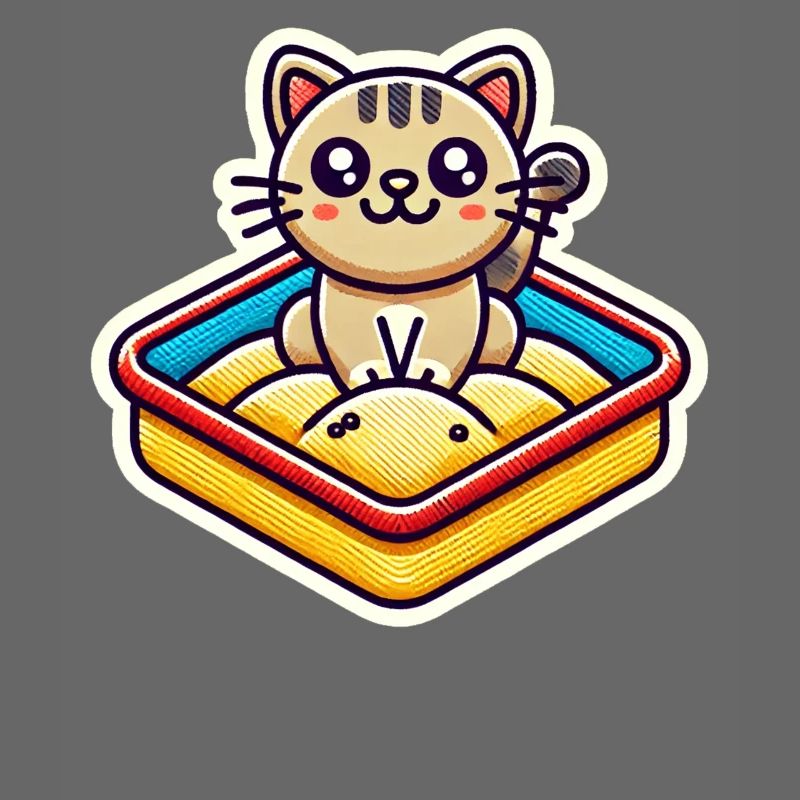 Chat mignon assis dans le bac à sable Style Patch