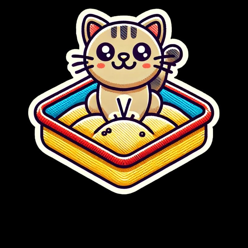 Cute Cat sitting in the sandbox Patch style