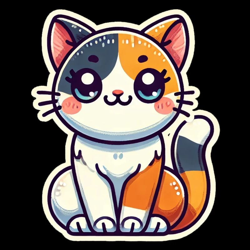 Mignon chat tricolore est bien assis Style patch