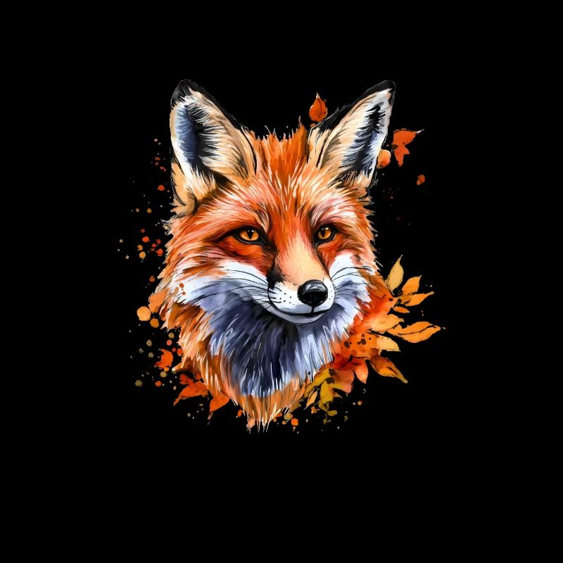 Renard aquarelle d’automne
