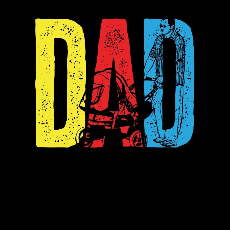 Lettrage papa coloré avec motif poussette
