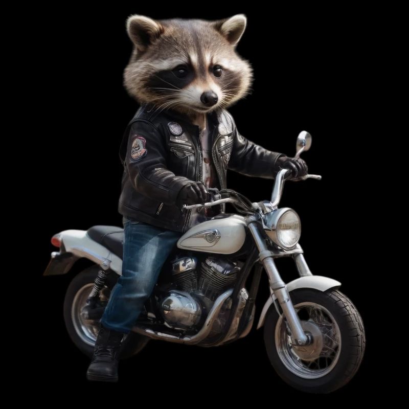Waschbär-Biker