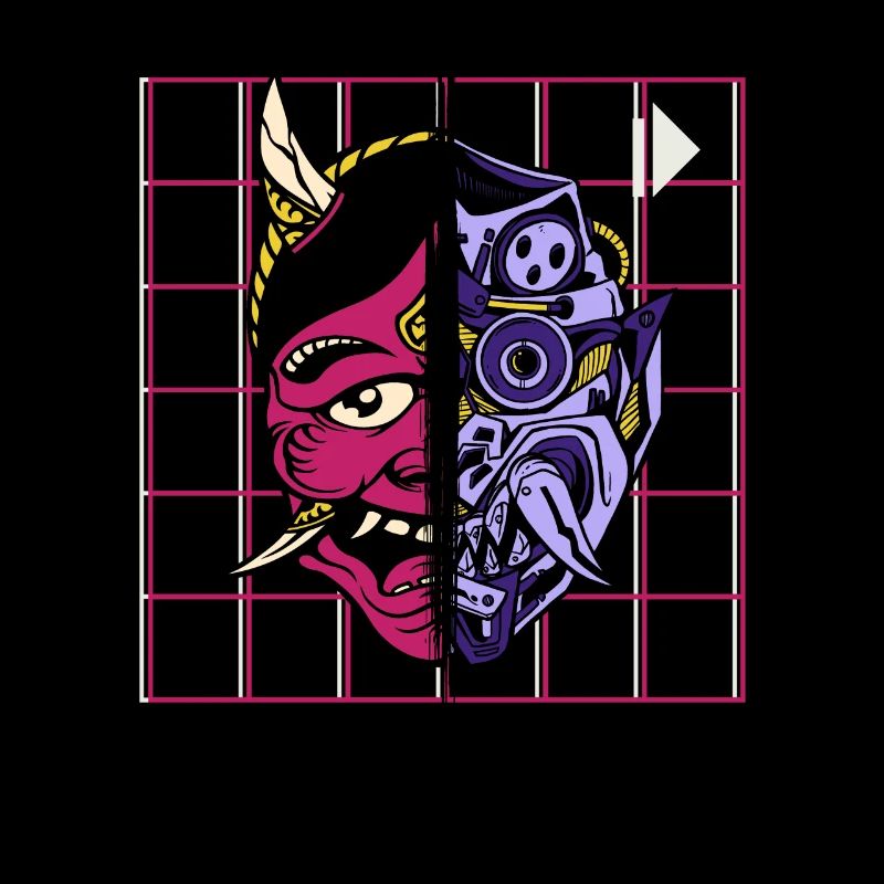Kanji Japan Oni Dämon Maske Ninja Samurai