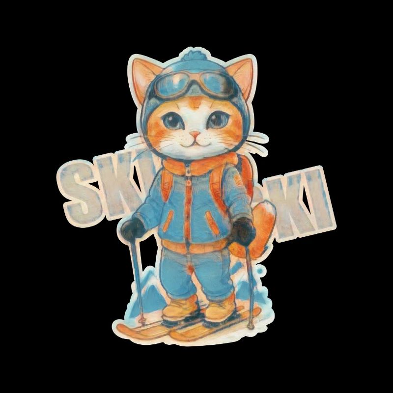 Adorable aventure de chat skieur