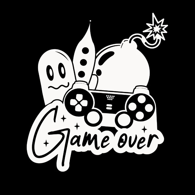 Gaming Zocker Game Over Controller Geist Bombe