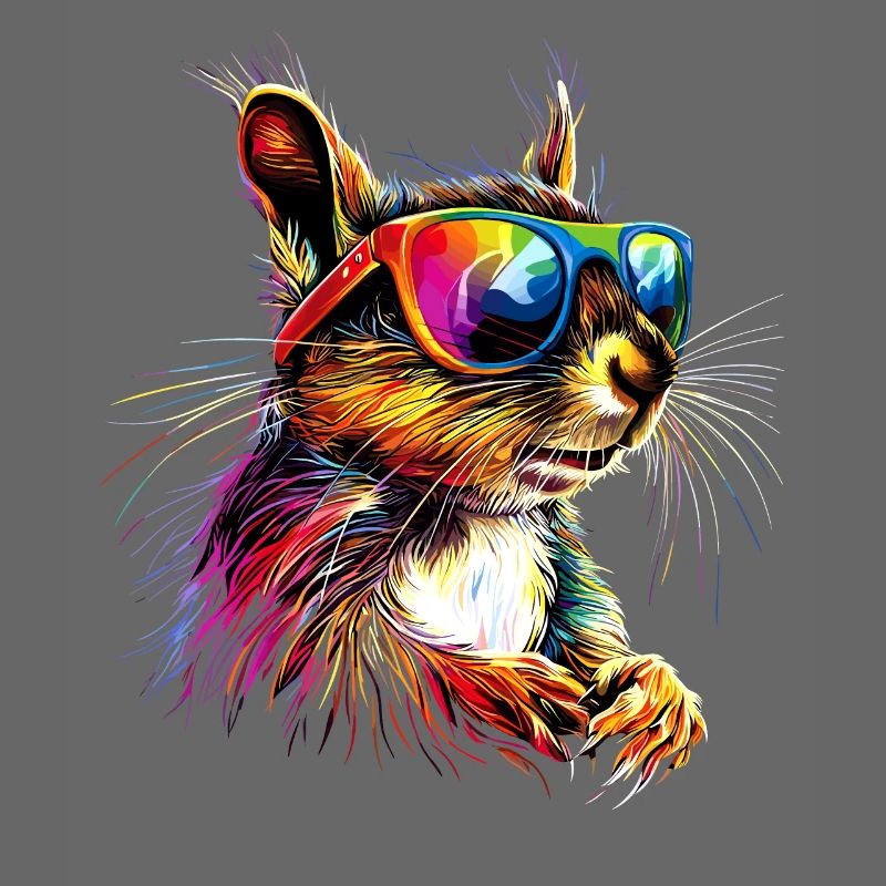 Eichhörnchen Kopfhörer Bunt Popart DJ Eichhörnchen