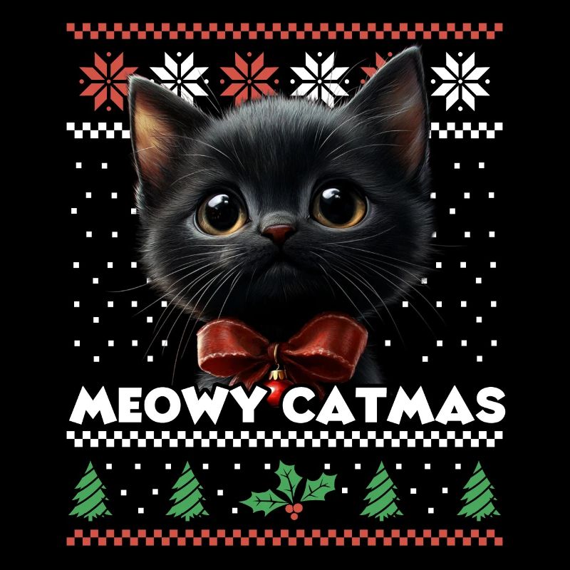 Le look de Noël assorti de Meowy Catma avec chaton